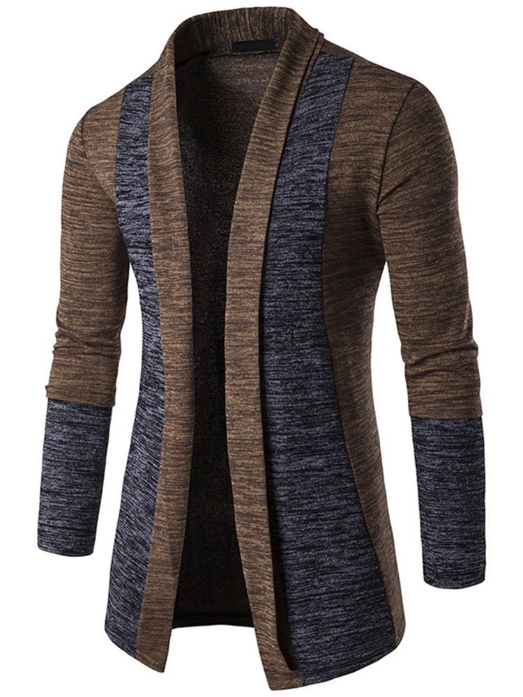 Cardigan À Blocs De Couleur Tricots Décontractés Pour Hommes