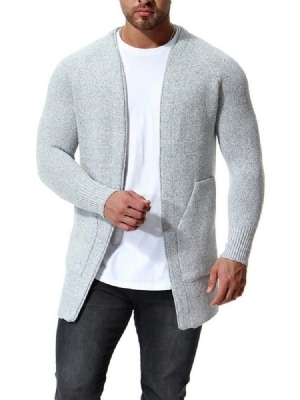 Cardigan Décontracté Pour Hommes Mince Et Uni Avec Poches