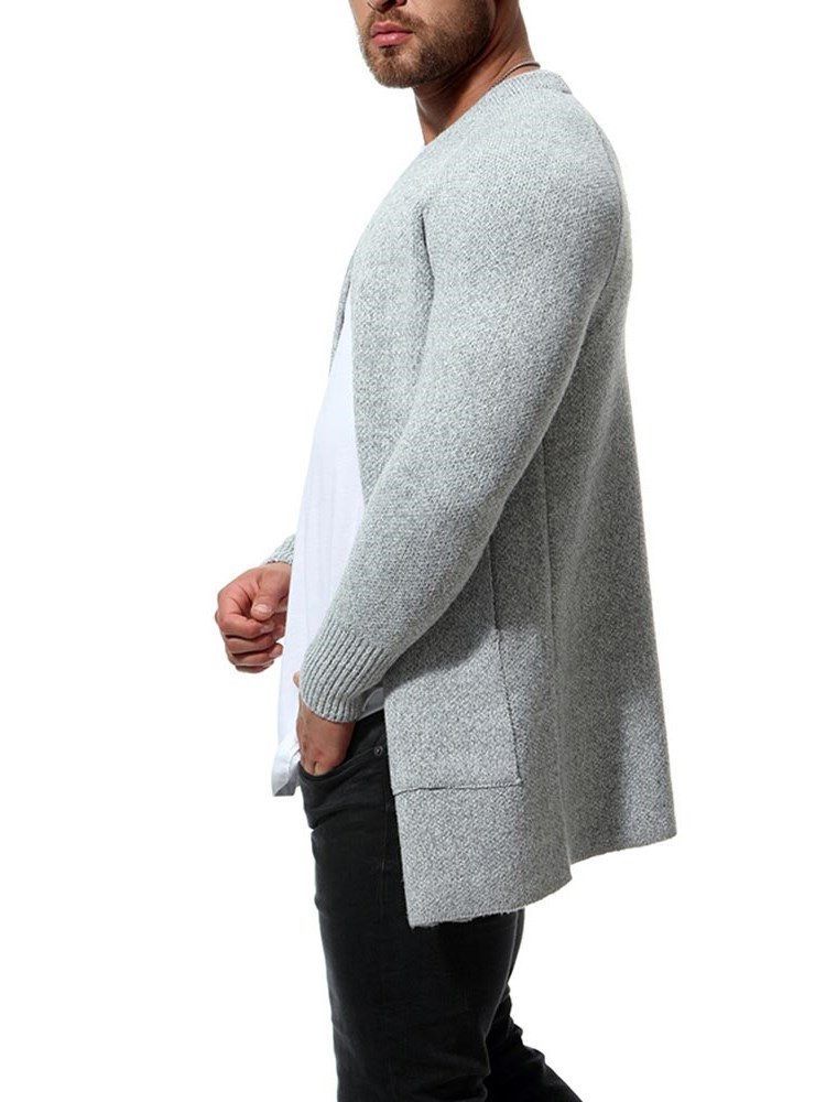 Cardigan Décontracté Pour Hommes Mince Et Uni Avec Poches