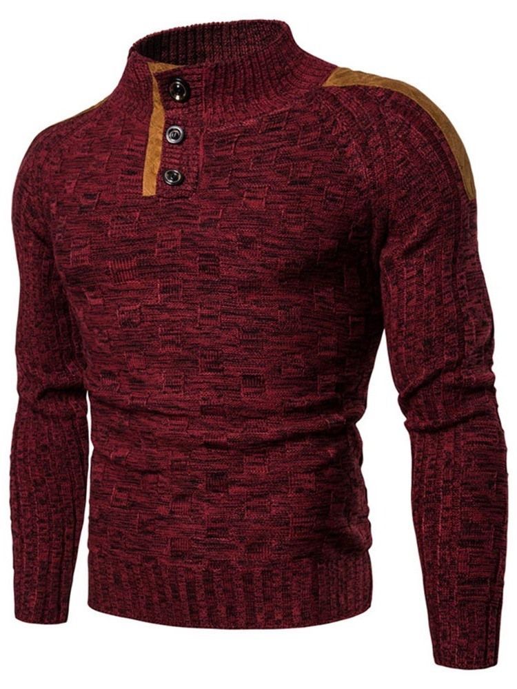 Pull À Boutons De Bloc De Couleur Standard Décontracté Pour Hommes