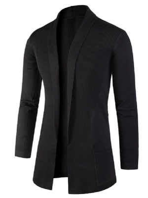 Pull Cardigan Slim Mi-long À Revers Pour Hommes