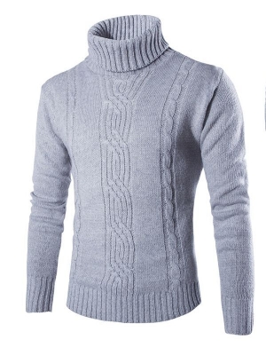 Pull Chaud Uni À Col Roulé Pour Hommes