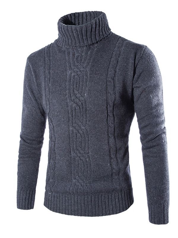 Pull Chaud Uni À Col Roulé Pour Hommes