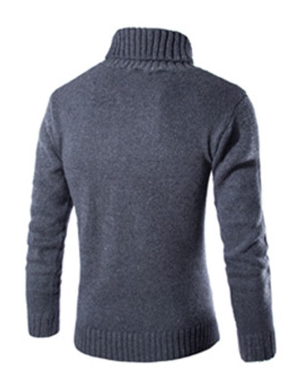 Pull Chaud Uni À Col Roulé Pour Hommes