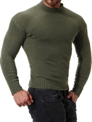 Pull À Col Montant Décontracté Pour Hommes De Couleur Unie