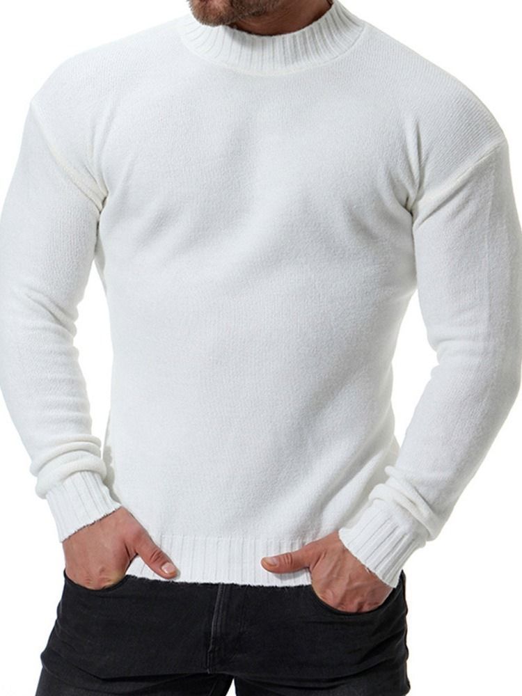 Pull À Col Montant Décontracté Pour Hommes De Couleur Unie