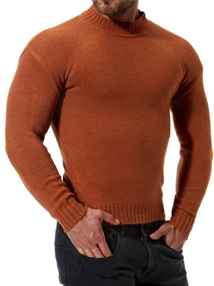 Pull À Col Montant Décontracté Pour Hommes De Couleur Unie