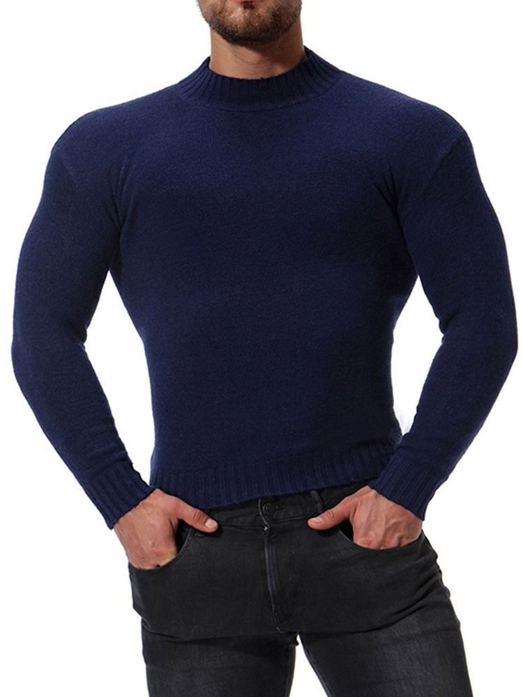 Pull À Col Montant Décontracté Pour Hommes De Couleur Unie