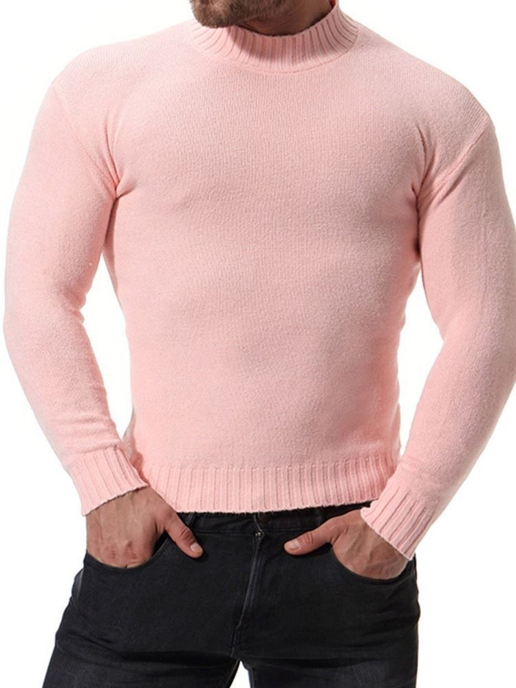 Pull À Col Montant Décontracté Pour Hommes De Couleur Unie