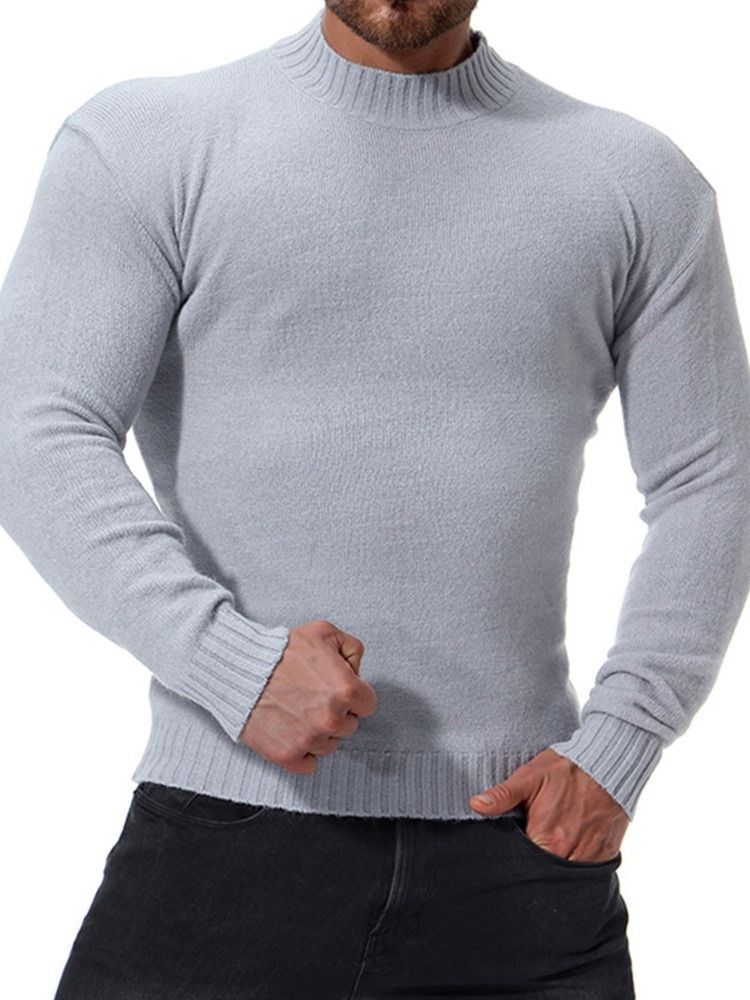 Pull À Col Montant Décontracté Pour Hommes De Couleur Unie