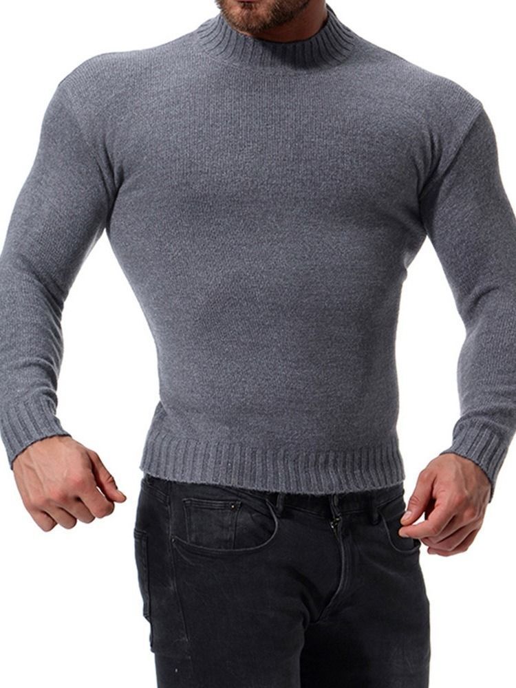 Pull À Col Montant Décontracté Pour Hommes De Couleur Unie