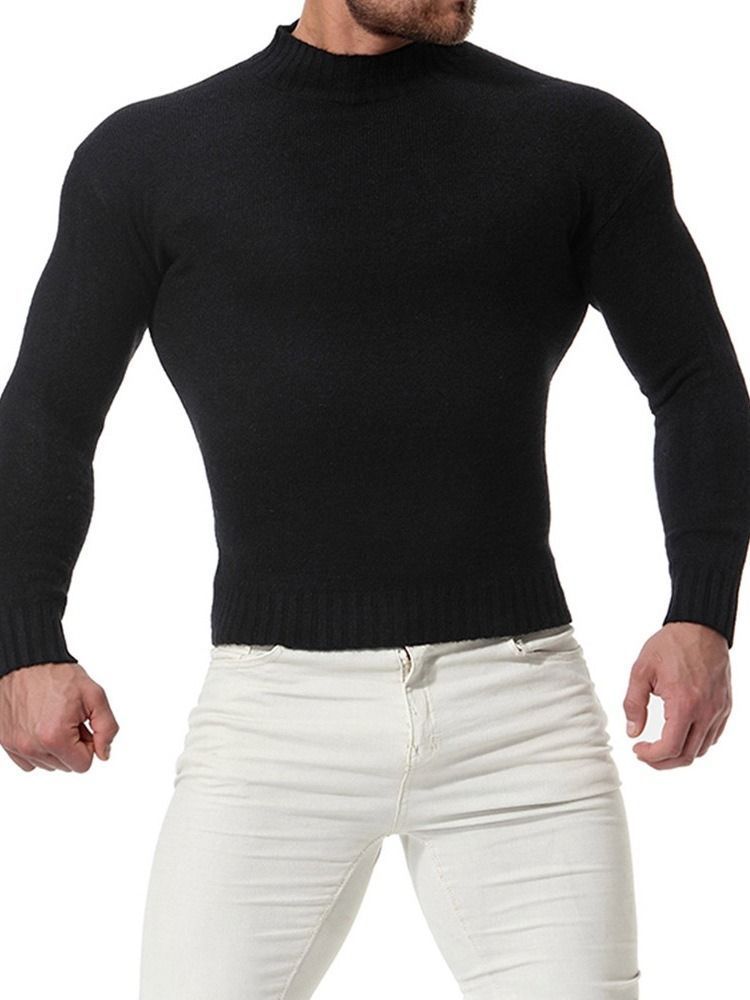 Pull À Col Montant Décontracté Pour Hommes De Couleur Unie