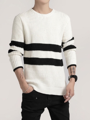 Pull Col Rond Color Block Mi-longueur Printemps Hommes