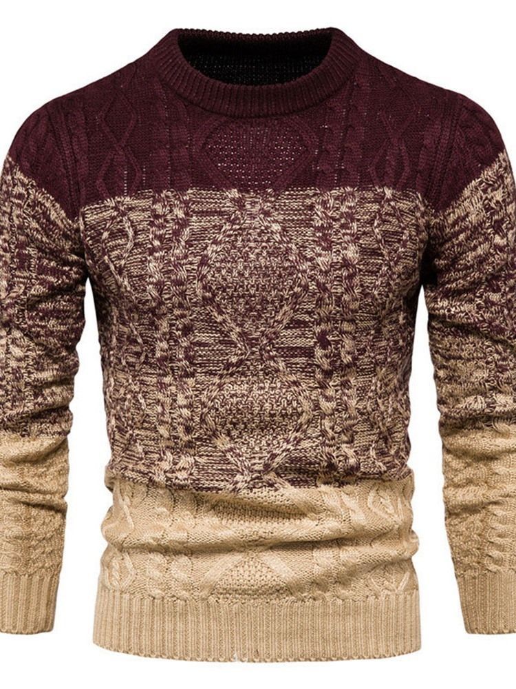 Pull Col Rond Color Block Standard Automne Européen Pour Homme