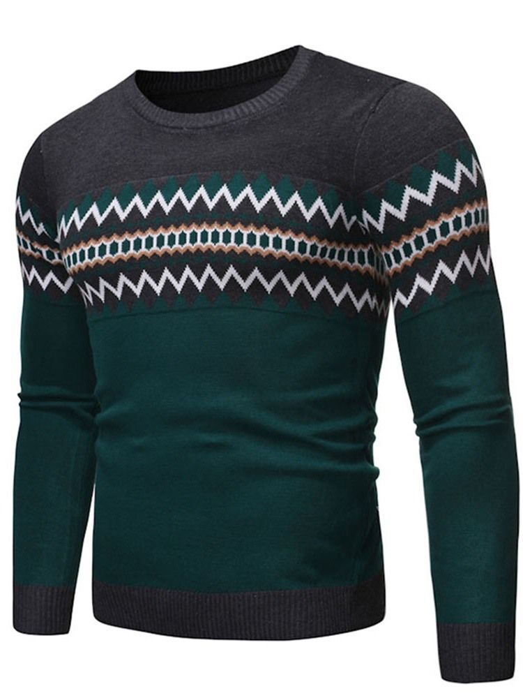 Pull Col Rond Color Block Standard Hiver Décontracté Pour Homme