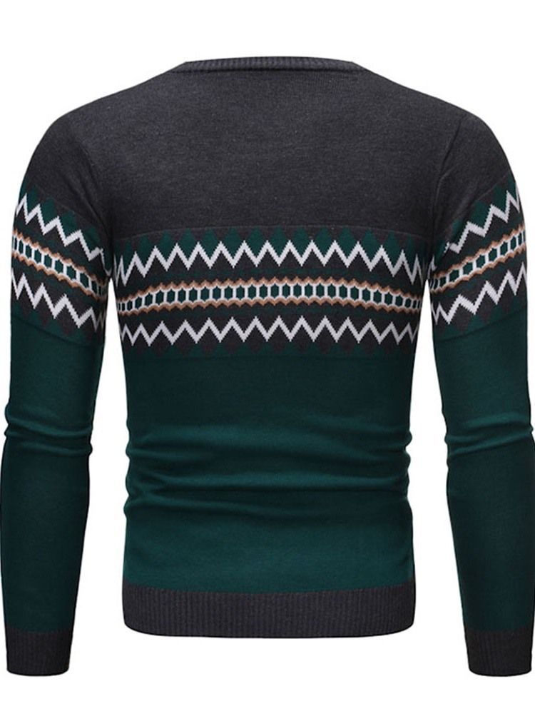 Pull Col Rond Color Block Standard Hiver Décontracté Pour Homme