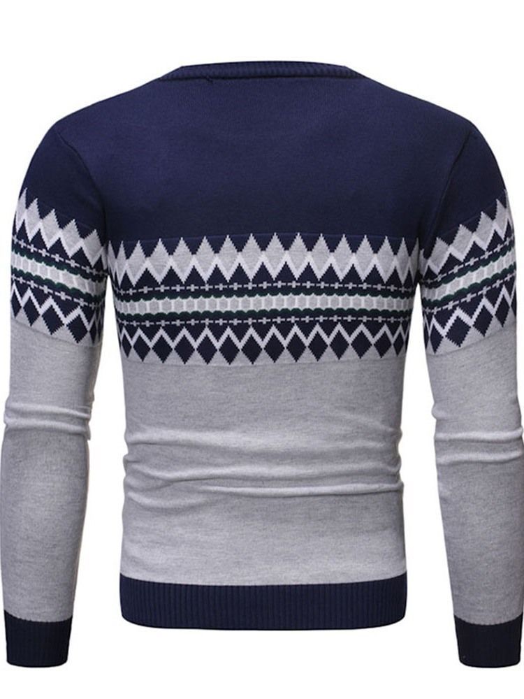 Pull Col Rond Color Block Standard Hiver Décontracté Pour Homme