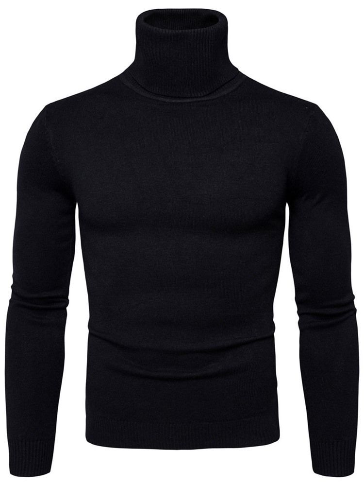 Pull À Col Roulé Uni Standard Slim Spring Pour Hommes