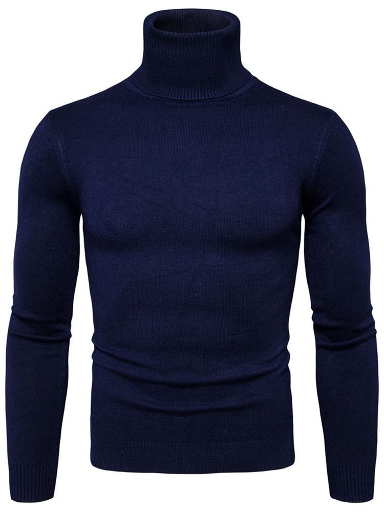 Pull À Col Roulé Uni Standard Slim Spring Pour Hommes