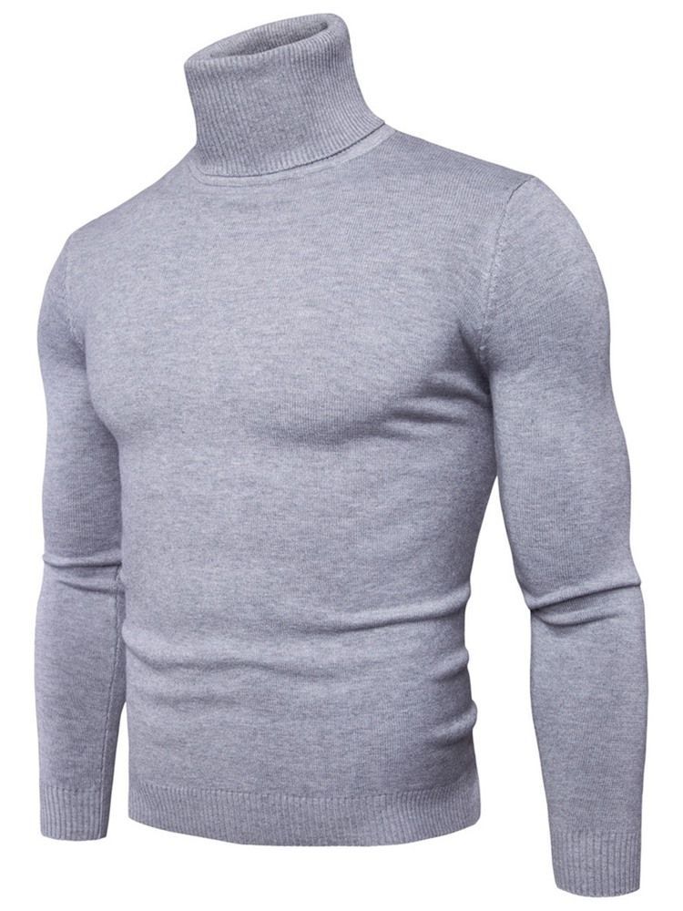 Pull À Col Roulé Uni Standard Slim Spring Pour Hommes