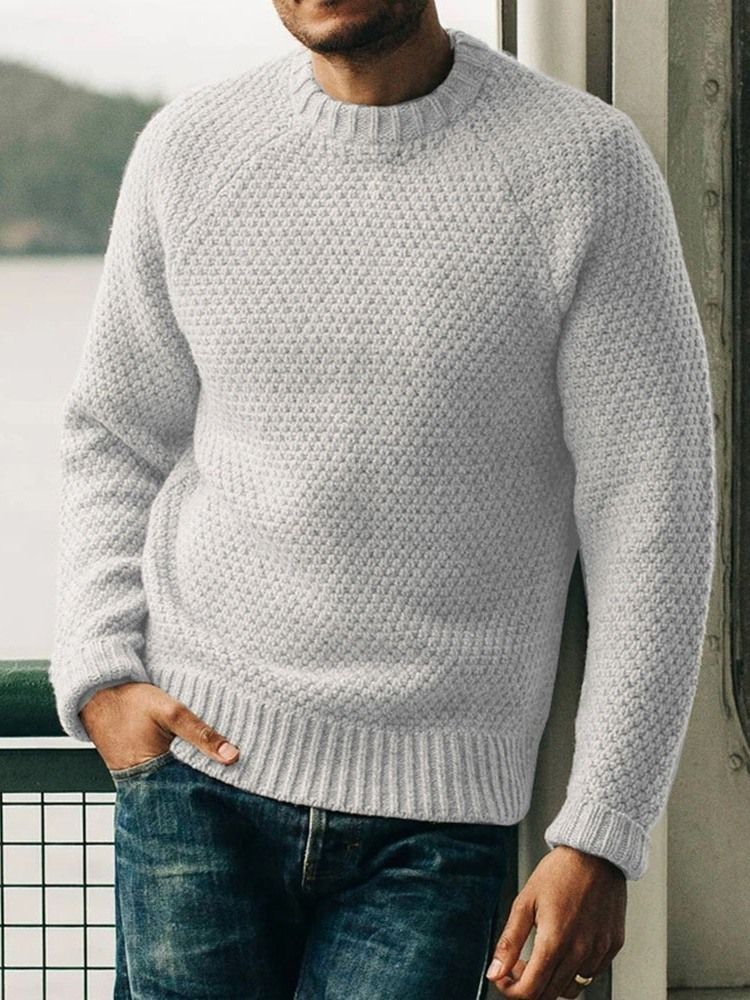 Pull D'automne Mince Standard Uni Pour Hommes