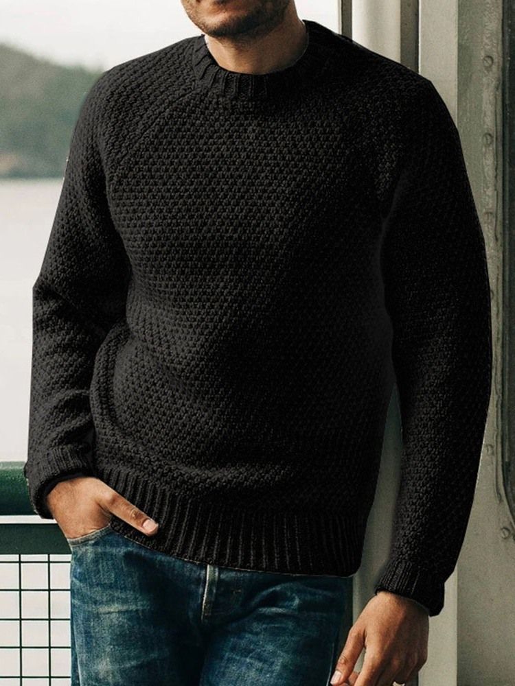 Pull D'automne Mince Standard Uni Pour Hommes