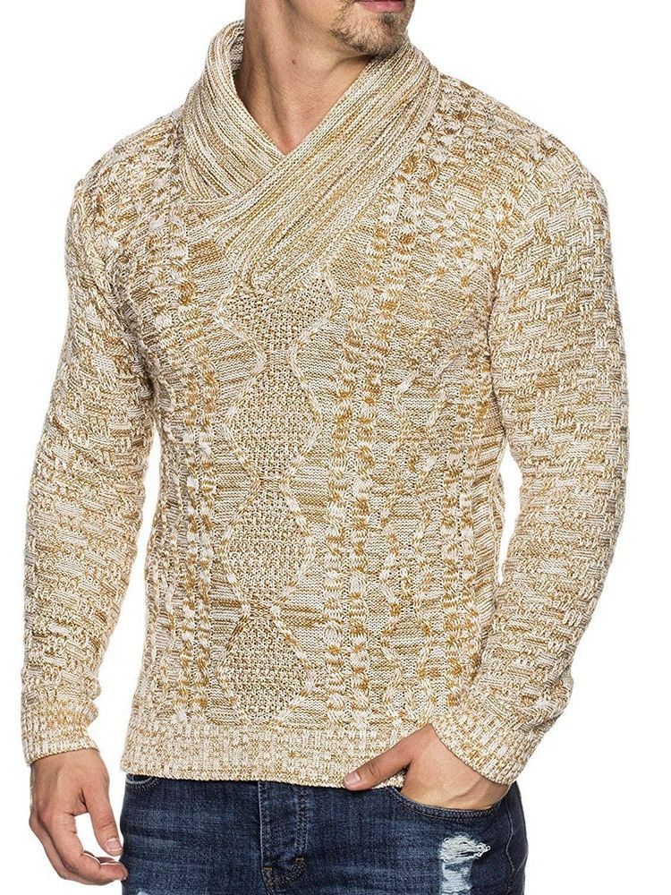 Pull D'automne Slim Patchwork Standard Pour Hommes