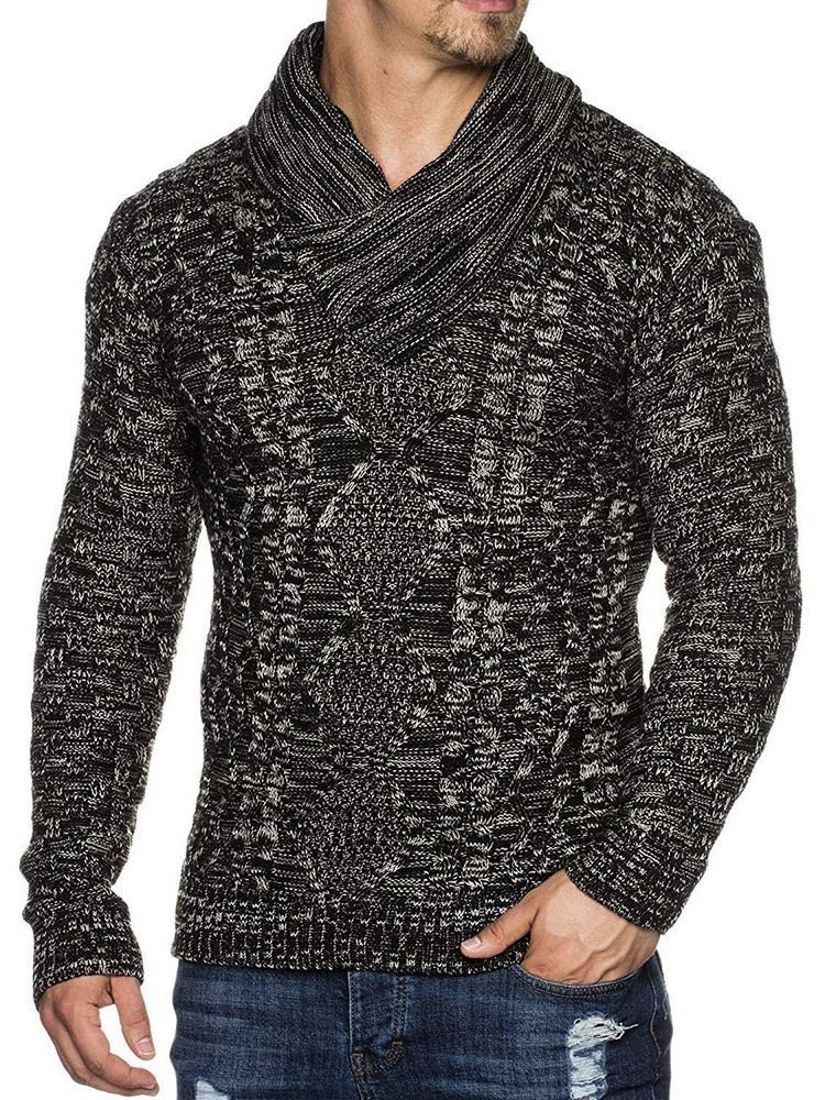 Pull D'automne Slim Patchwork Standard Pour Hommes