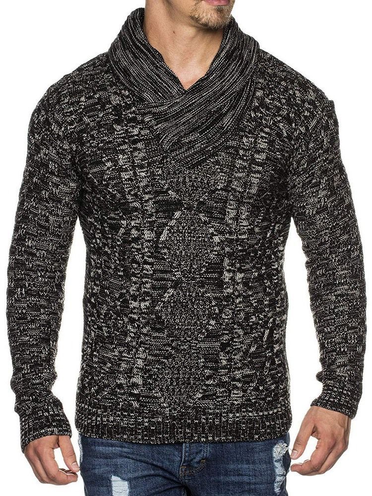 Pull D'automne Slim Patchwork Standard Pour Hommes