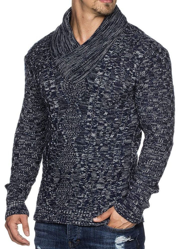 Pull D'automne Slim Patchwork Standard Pour Hommes