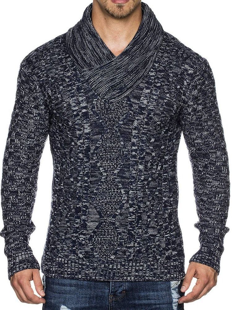 Pull D'automne Slim Patchwork Standard Pour Hommes