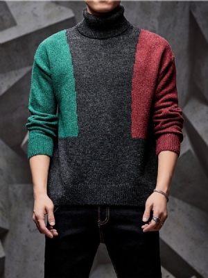 Pull Décontracté Pour Hommes Avec Patchwork Standard À Blocs De Couleurs