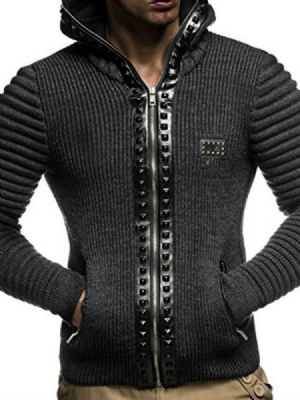 Pull D'hiver À Capuche Et Patchwork Standard Pour Hommes