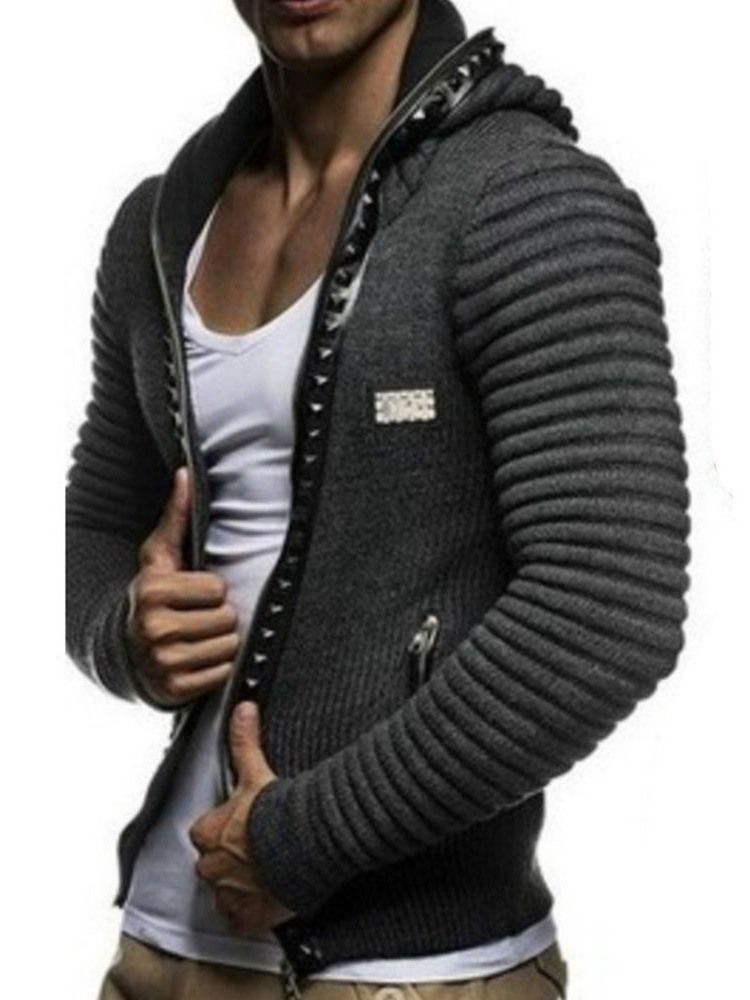 Pull D'hiver À Capuche Et Patchwork Standard Pour Hommes