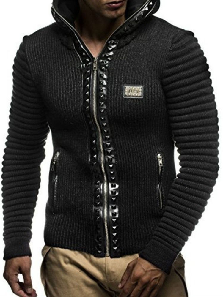 Pull D'hiver À Capuche Et Patchwork Standard Pour Hommes