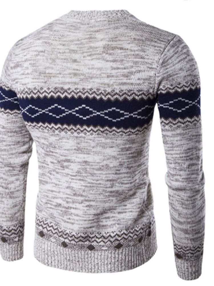 Pull D'hiver Décontracté À Col Rond En Patchwork Standard Pour Hommes