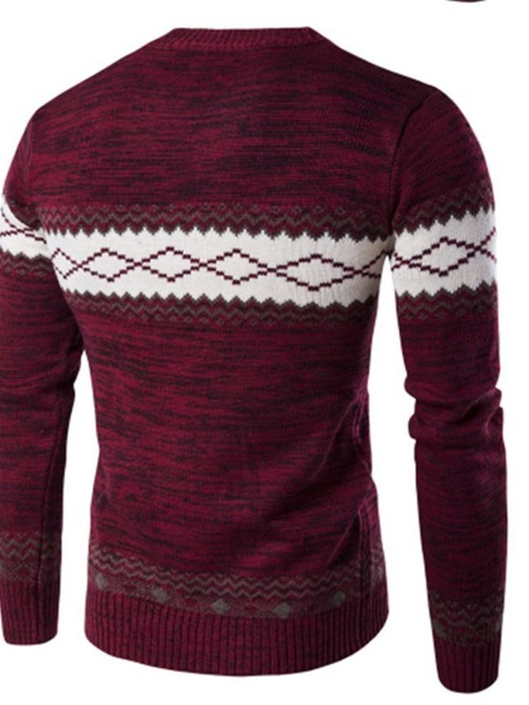 Pull D'hiver Décontracté À Col Rond En Patchwork Standard Pour Hommes