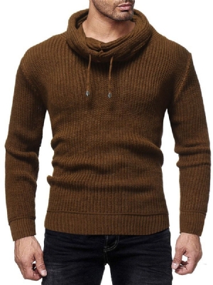 Pull D'hiver Mince À Col Tas De Couleur Unie Pour Hommes