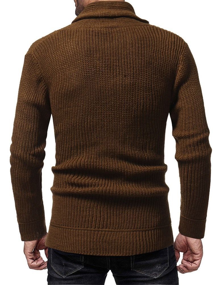 Pull D'hiver Mince À Col Tas De Couleur Unie Pour Hommes