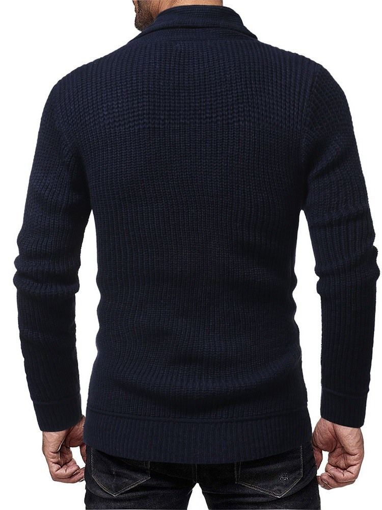 Pull D'hiver Mince À Col Tas De Couleur Unie Pour Hommes