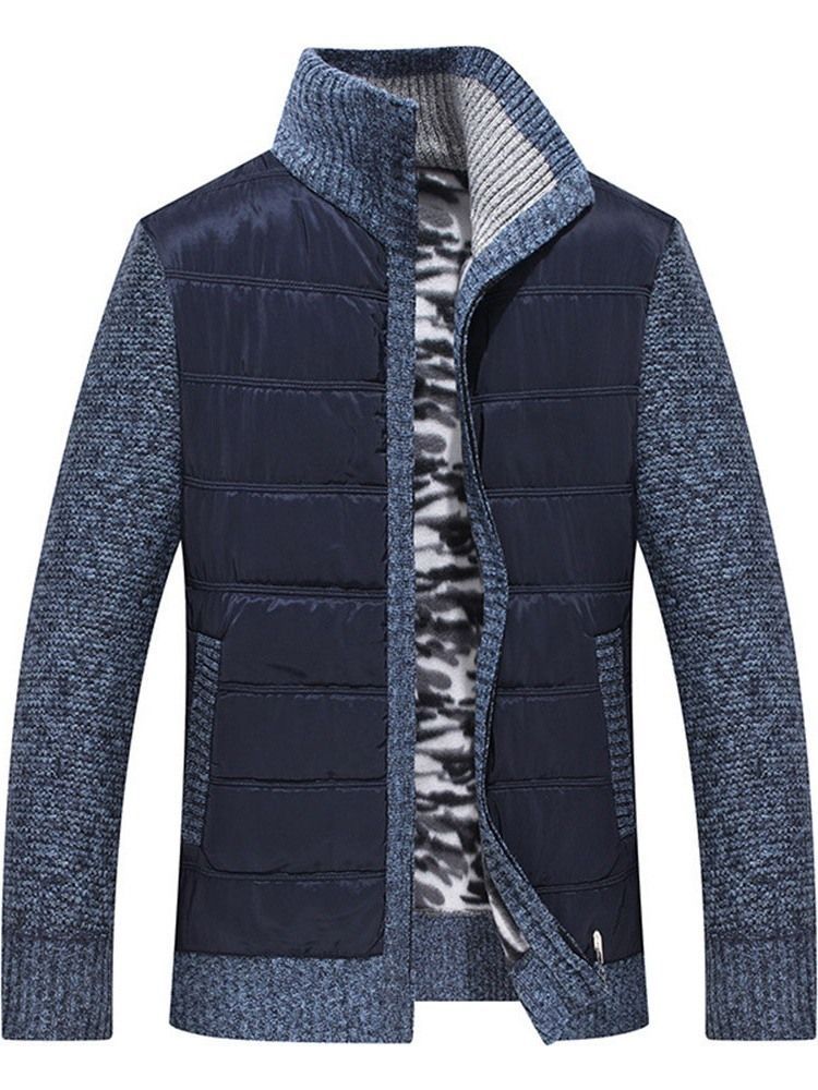 Pull D'hiver Slim Patchwork Standard Pour Hommes À Col Montant