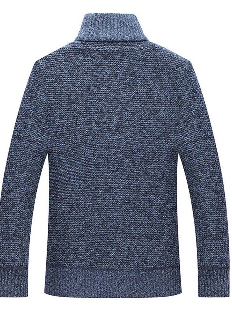 Pull D'hiver Slim Patchwork Standard Pour Hommes À Col Montant