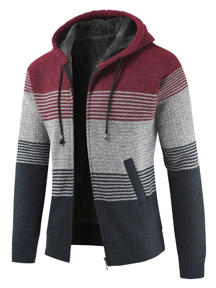 Pull D'hiver Standard À Capuche Et Patchwork Pour Hommes