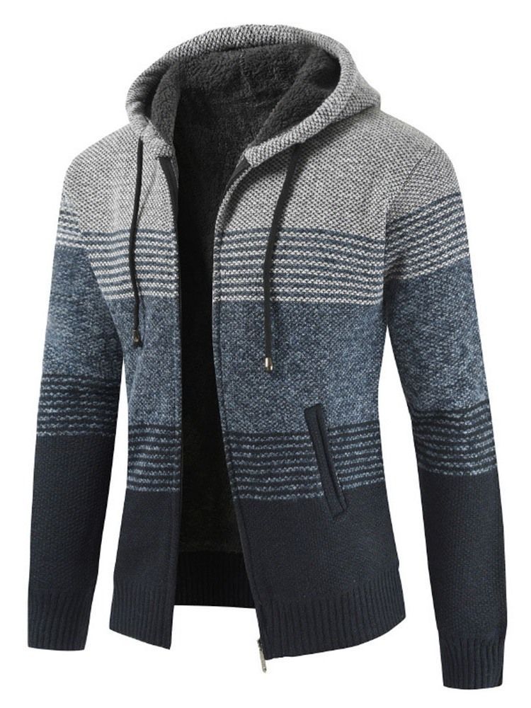 Pull D'hiver Standard À Capuche Et Patchwork Pour Hommes