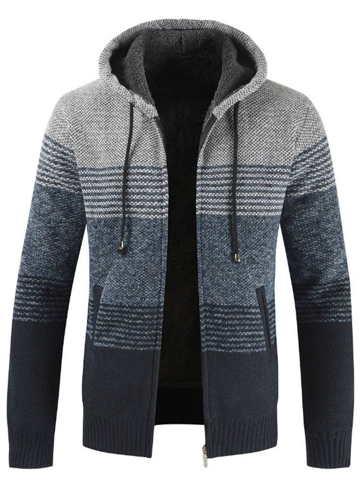 Pull D'hiver Standard À Capuche Et Patchwork Pour Hommes