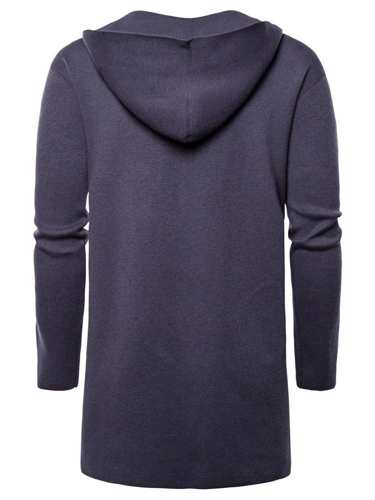 Pull Enveloppant Mince À Capuche Mi-long Avec Poche Pour Hommes