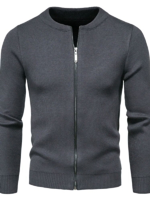 Pull À Glissière D'automne Standard Uni À Col Rond Pour Hommes