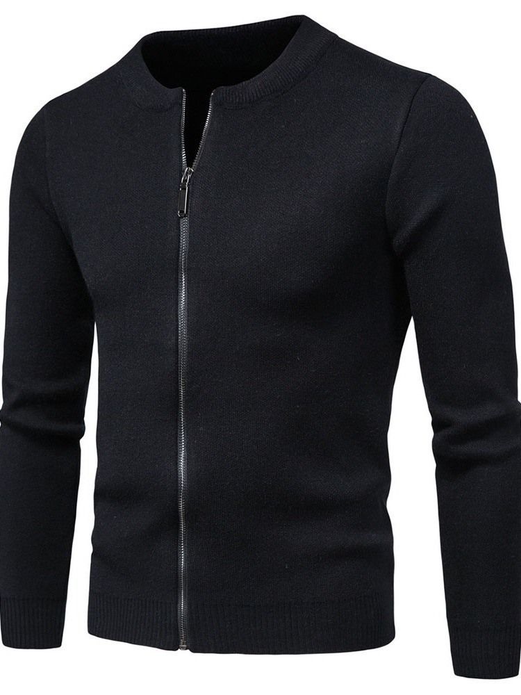 Pull À Glissière D'automne Standard Uni À Col Rond Pour Hommes