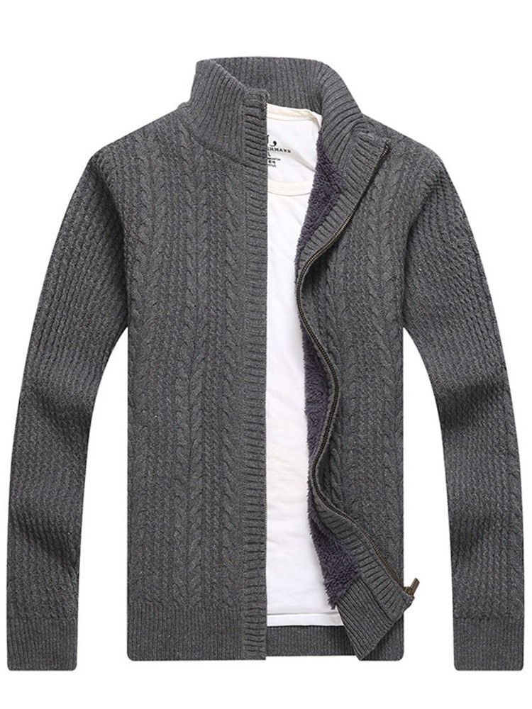 Pull Pour Hommes À Fermeture Éclair Standard Avec Col Montant En Patchwork