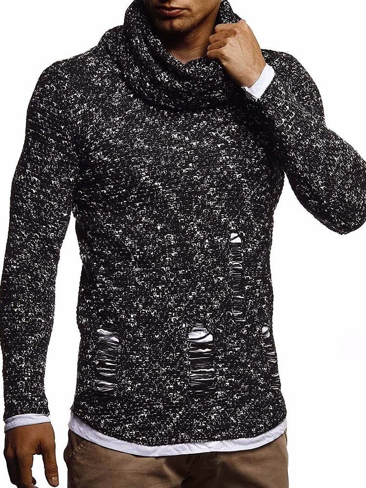 Pull Mince D'automne À Col En Tas Standard Pour Hommes